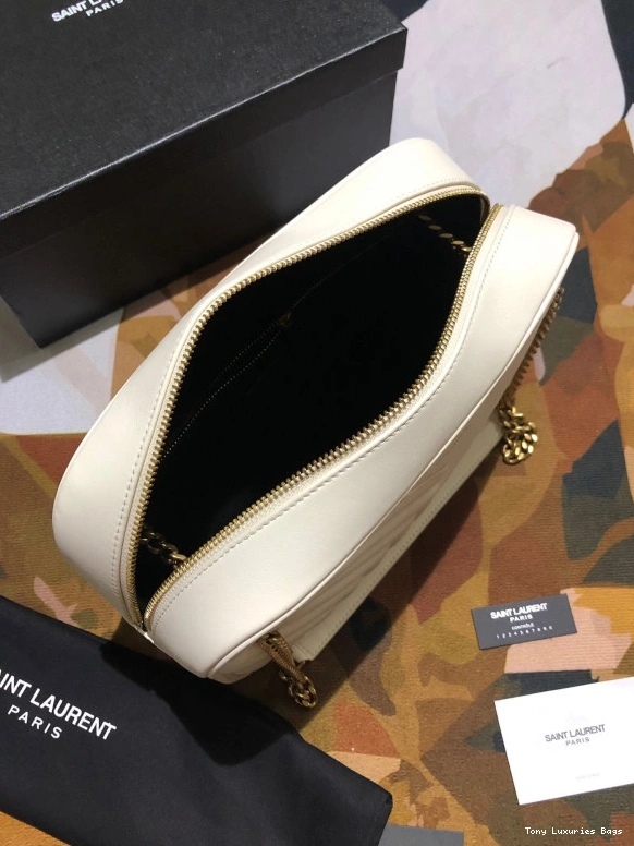 Tony Luxuries JOAN LEATHER YSL Y-QUILTED BAG SMOOTH CAMERA IN 0806